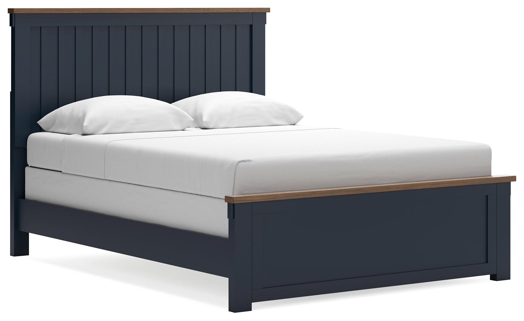 Landocken Brown/Blue Queen Panel Bed