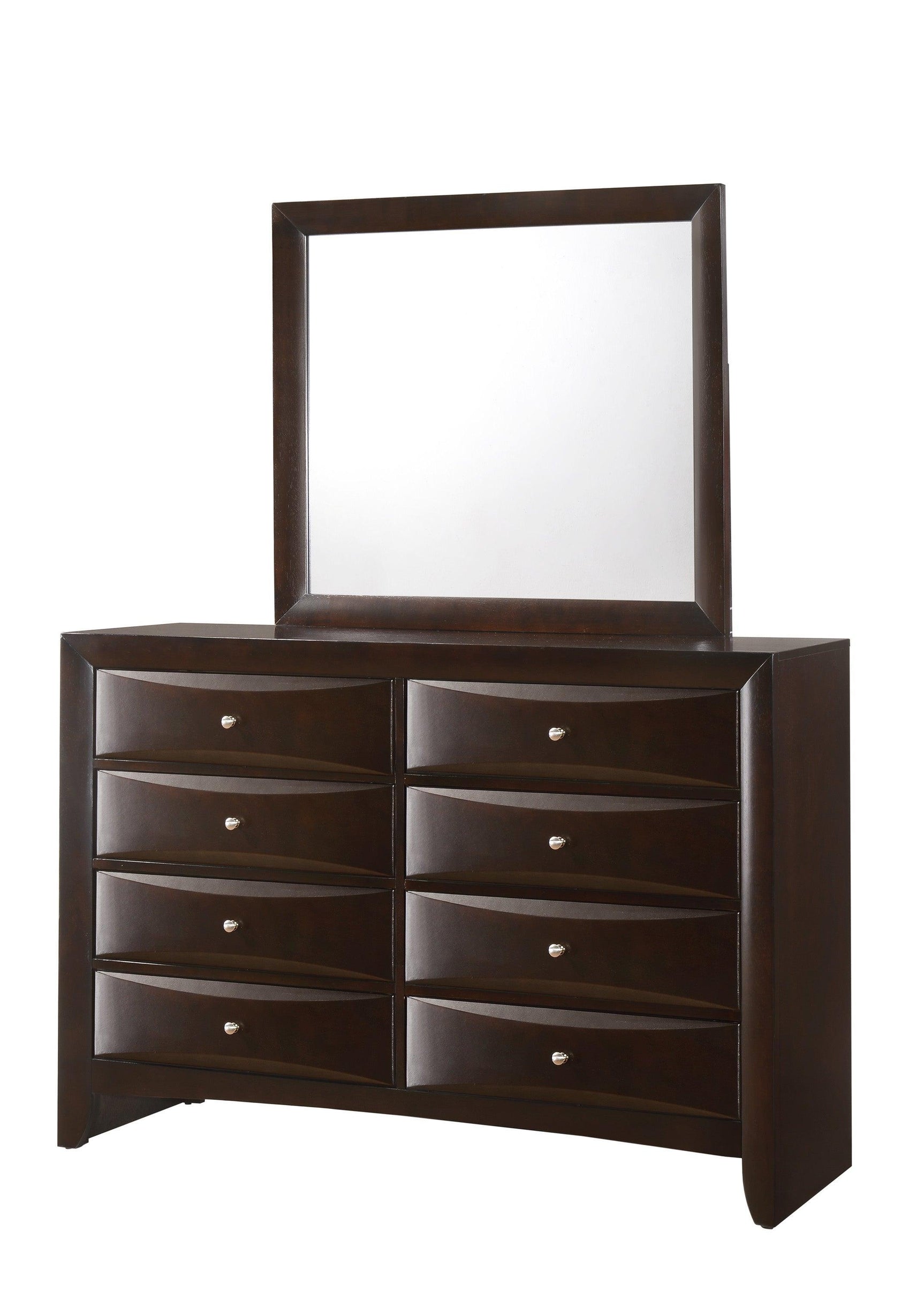 Emily Night Stand Dark Cherry, Modern And Sleek Wood, Metal Knobs 2 Drawers - Ella Furniture