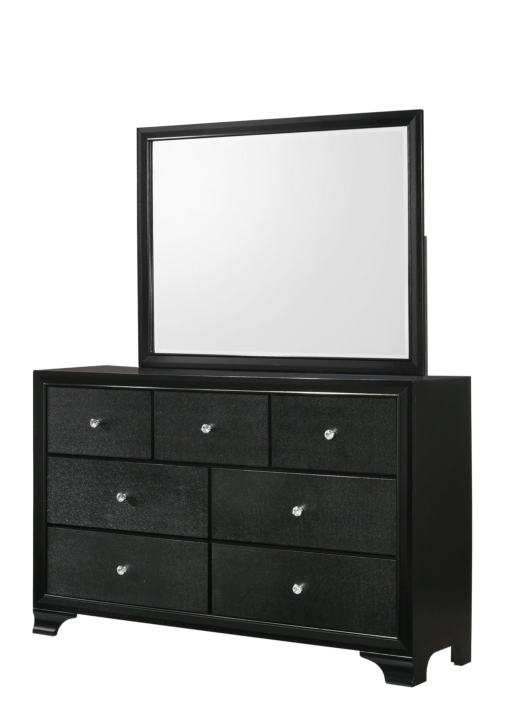 Micah Chest Black, Modern Faux Finish, Nickel Knob 5 Drawers - Ella Furniture