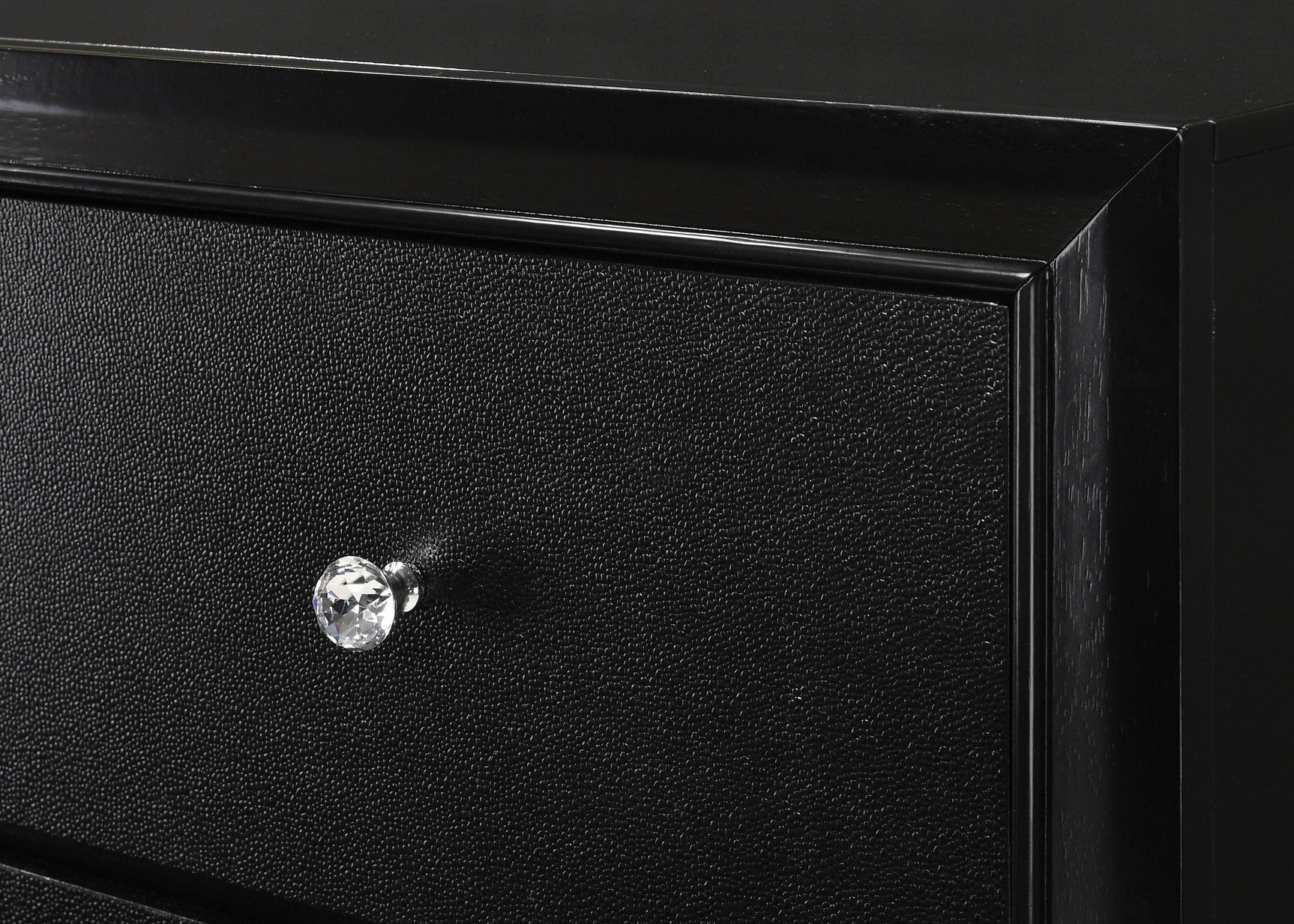 Micah Chest Black, Modern Faux Finish, Nickel Knob 5 Drawers - Ella Furniture
