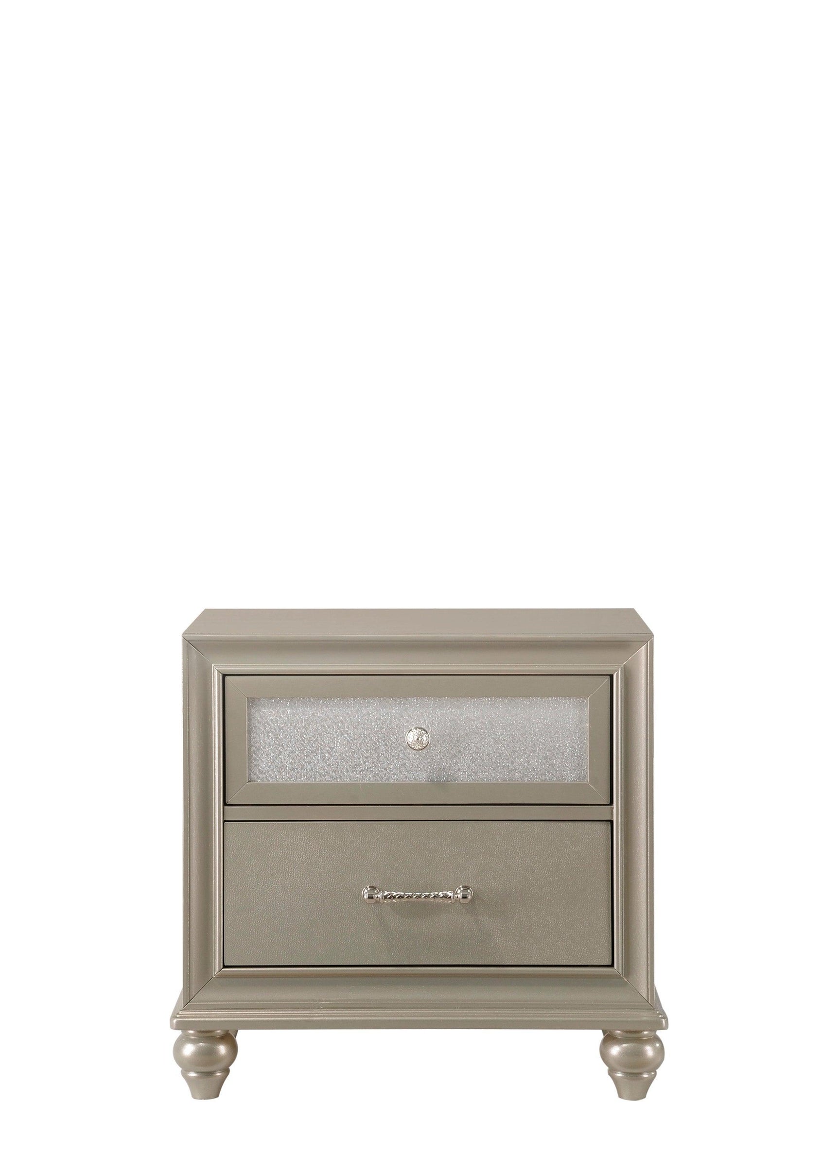 Lila Champagne Modern Faux Leather Upholstered Panel Bedroom Set - Ella Furniture