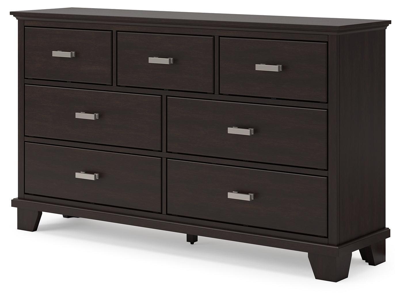 Covetown Dark Brown 7-Drawer Contemporary Dresser