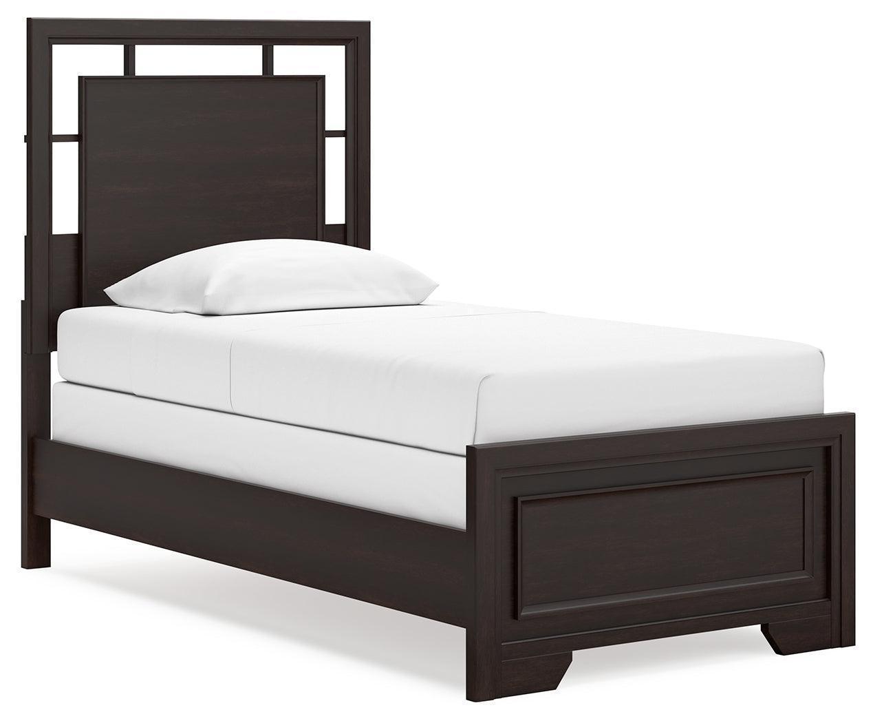 Covetown Dark Brown Twin Panel Bed