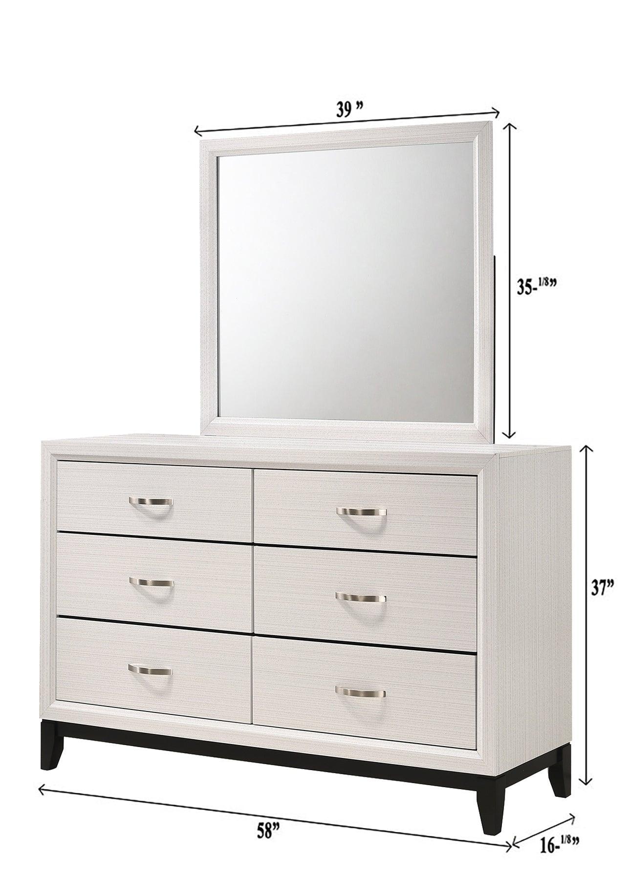 Akerson Night Stand Chalk, Modern Wood, Metal Curved 2 Drawers - Ella Furniture