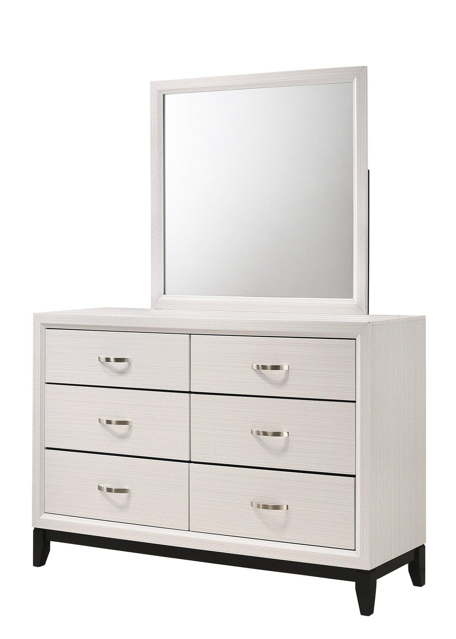 Akerson Dresser Chalk, Sleek Contemporary Wood, 6 Spacious Drawers - Ella Furniture
