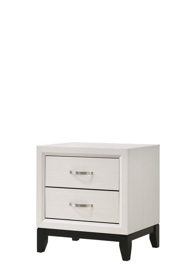 Akerson Night Stand Chalk, Modern Wood, Metal Curved 2 Drawers - Ella Furniture