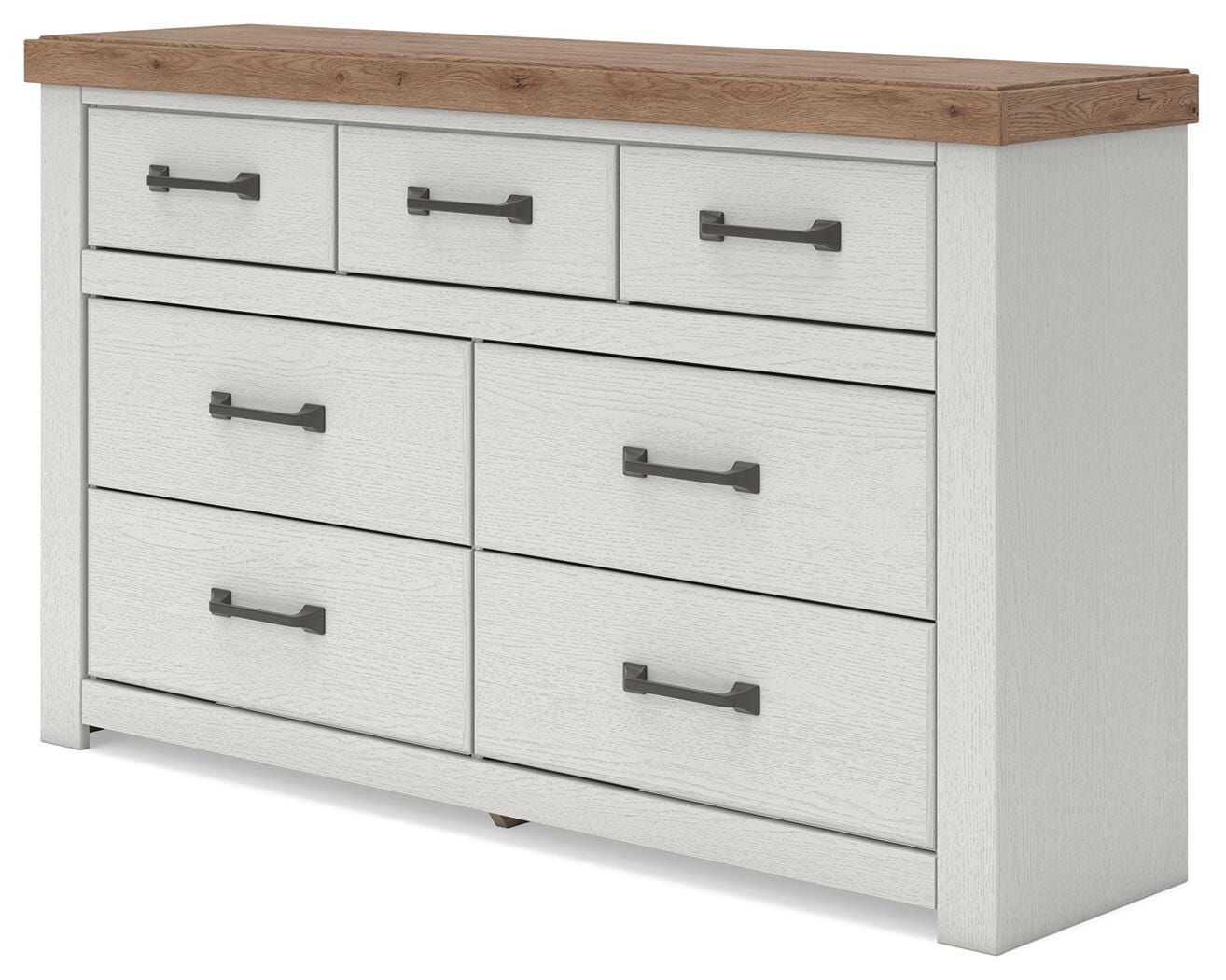 Savonport White/Brown Dresser angled view