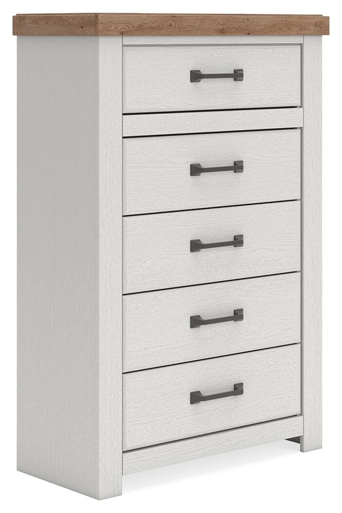 Savonport White/Brown Panel Bedroom Set angled view