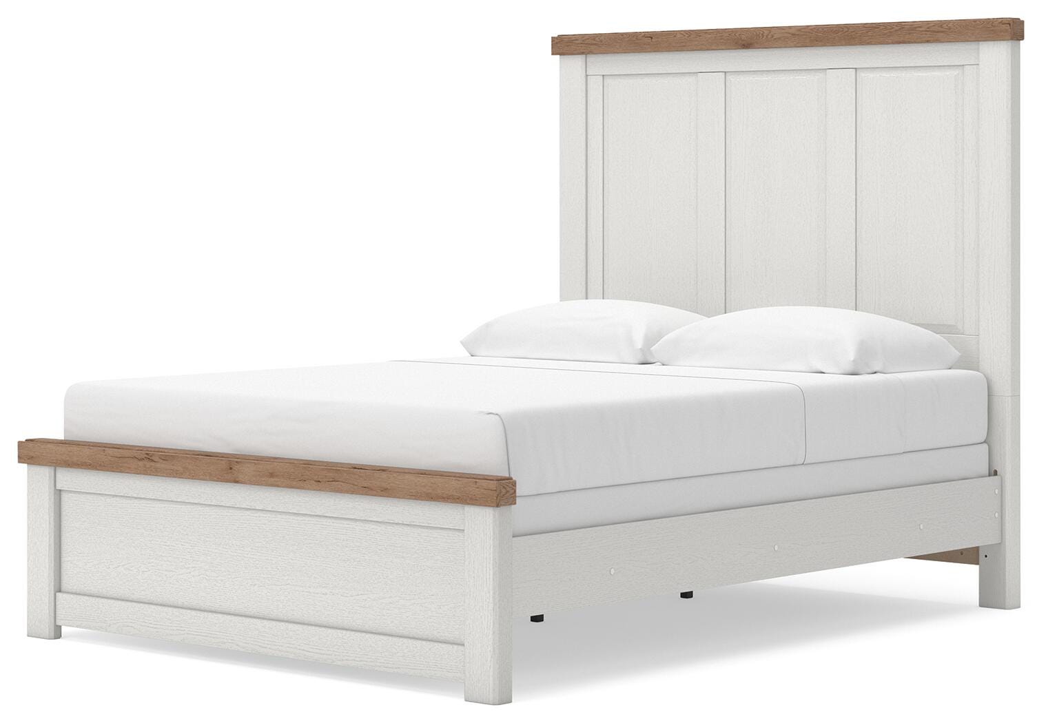 Savonport White/Brown Queen Panel Bed angled view