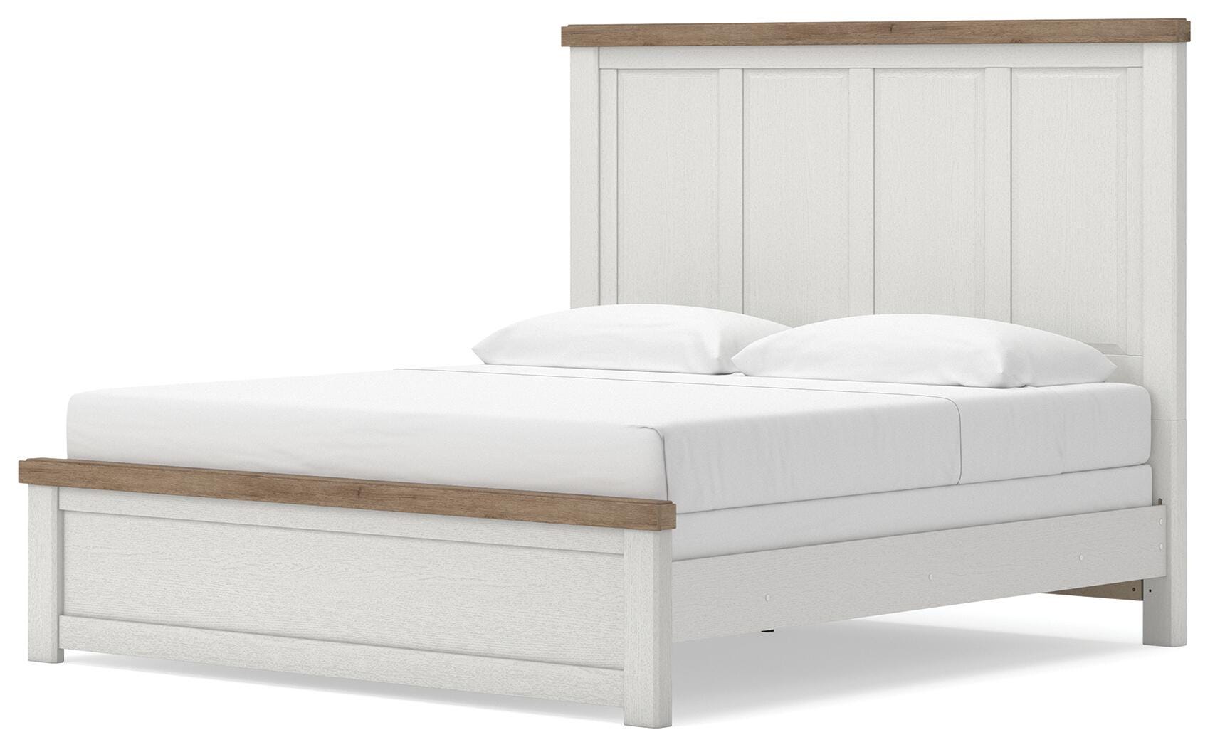 Savonport White/Brown King Panel Bed angled view