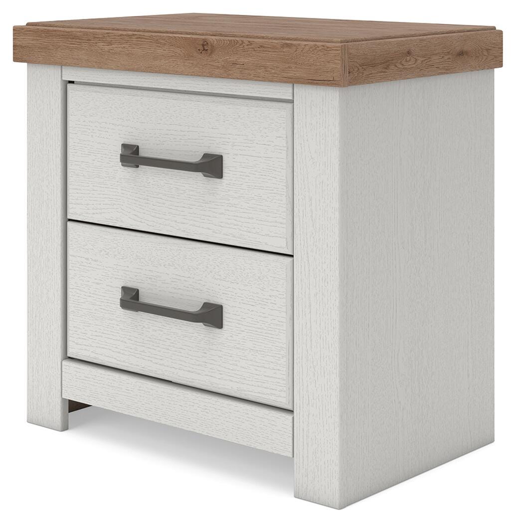 Savonport White/Brown Nightstand angled view