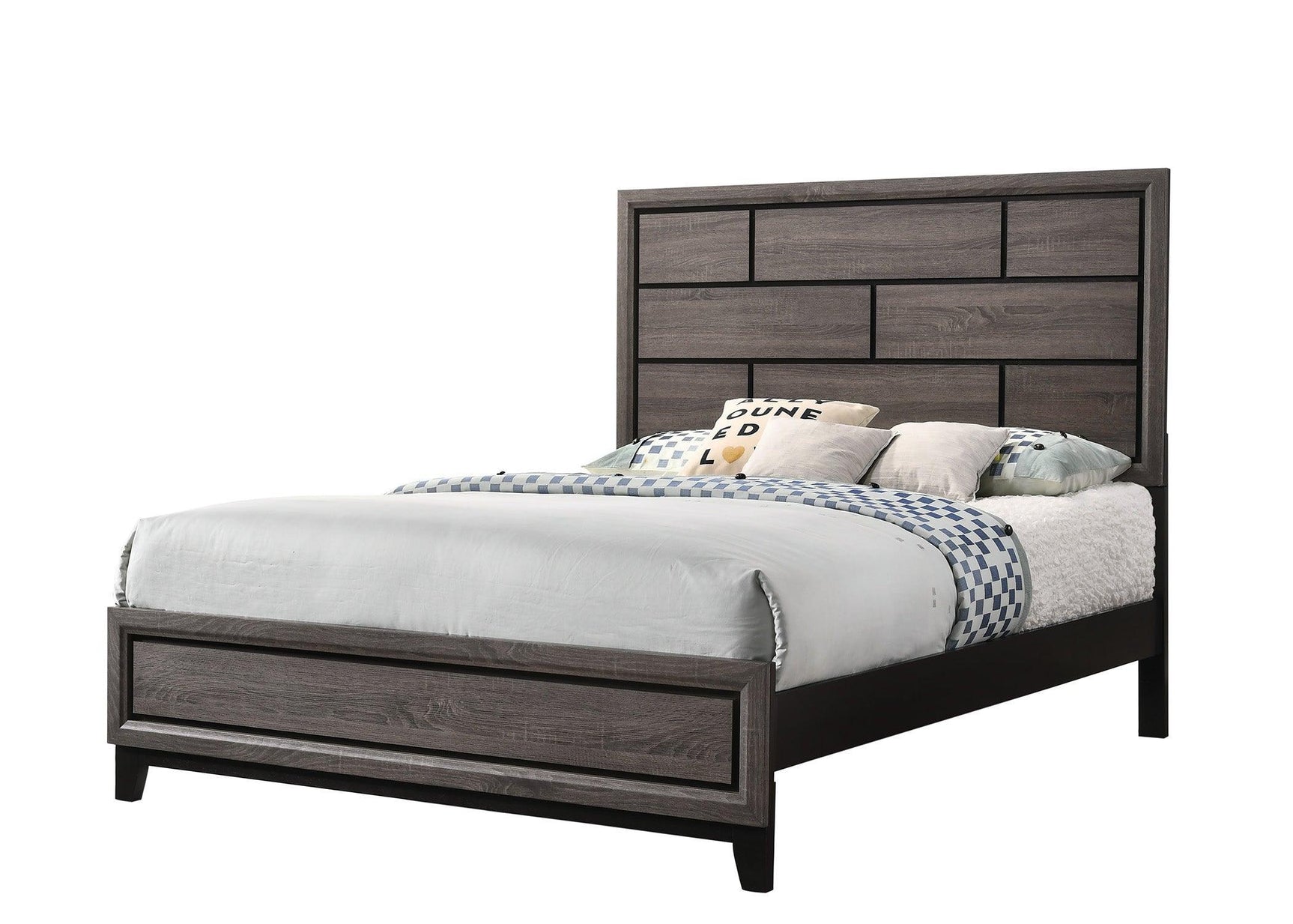 Akerson Gray Finish Wood Modern Rustic And Charm Panel Bedroom Set - Ella Furniture