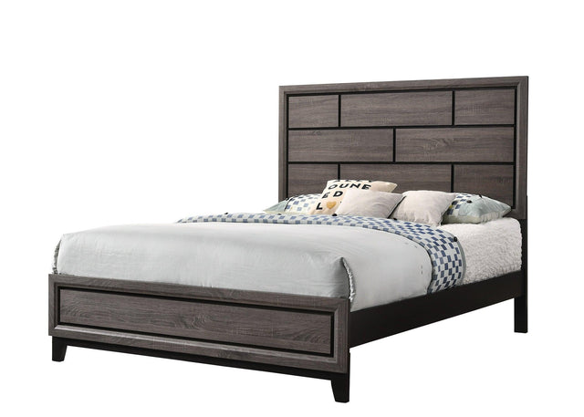 Akerson Gray Finish Wood Modern Rustic And Charm Twin Panel Bed - Ella Furniture