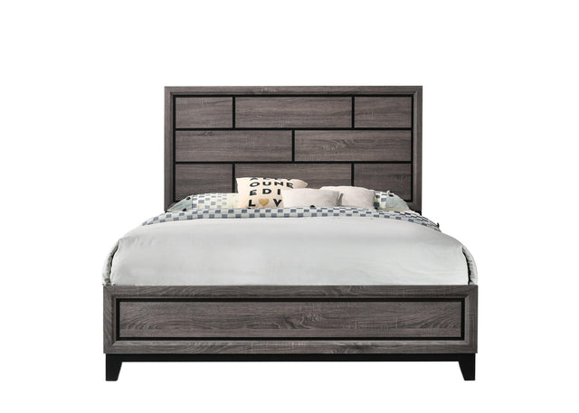Akerson Gray Finish Wood Modern Rustic And Charm Queen Panel Bed - Ella Furniture