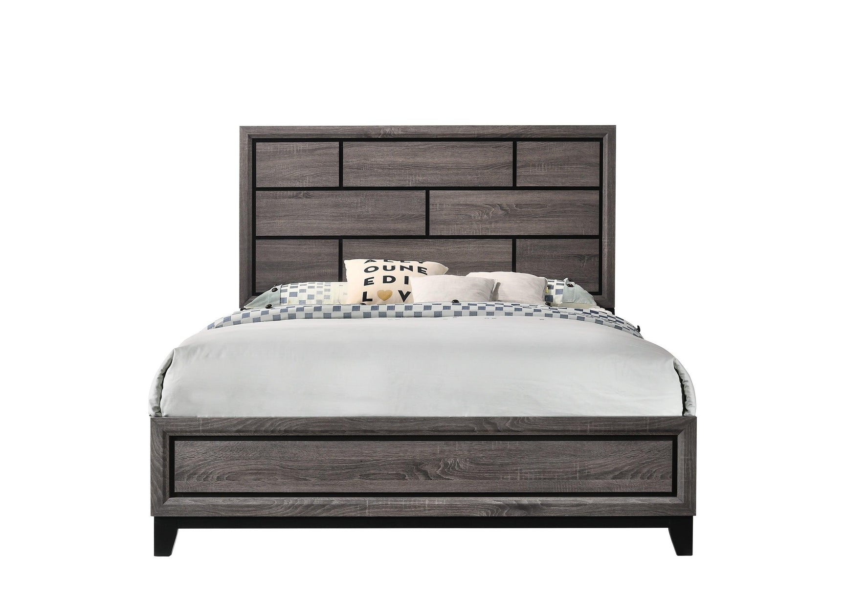 Akerson Gray Finish Wood Modern Rustic And Charm Panel Bedroom Set - Ella Furniture