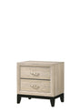 Akerson Night Stand Drift Wood, Modern Wood, Metal Curved 2 Drawers - Ella Furniture