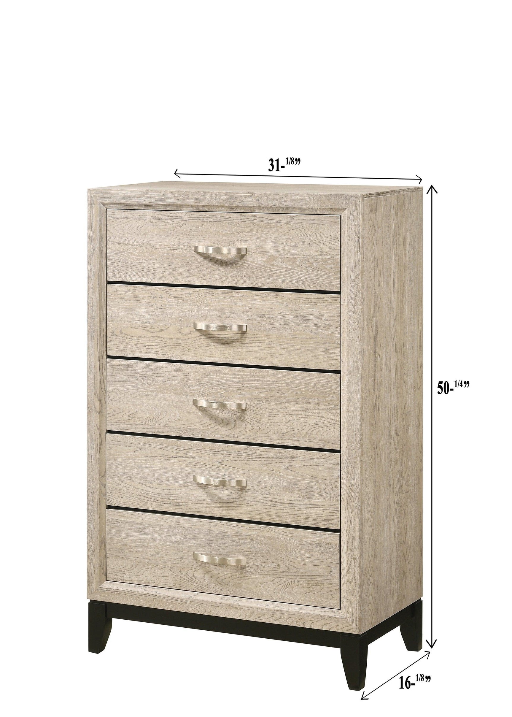 Akerson Night Stand Drift Wood, Modern Wood, Metal Curved 2 Drawers - Ella Furniture