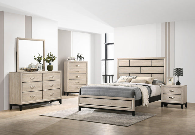 Akerson Driftwood Finish Wood Modern Rustic And Charm Panel Bedroom Set - Ella Furniture