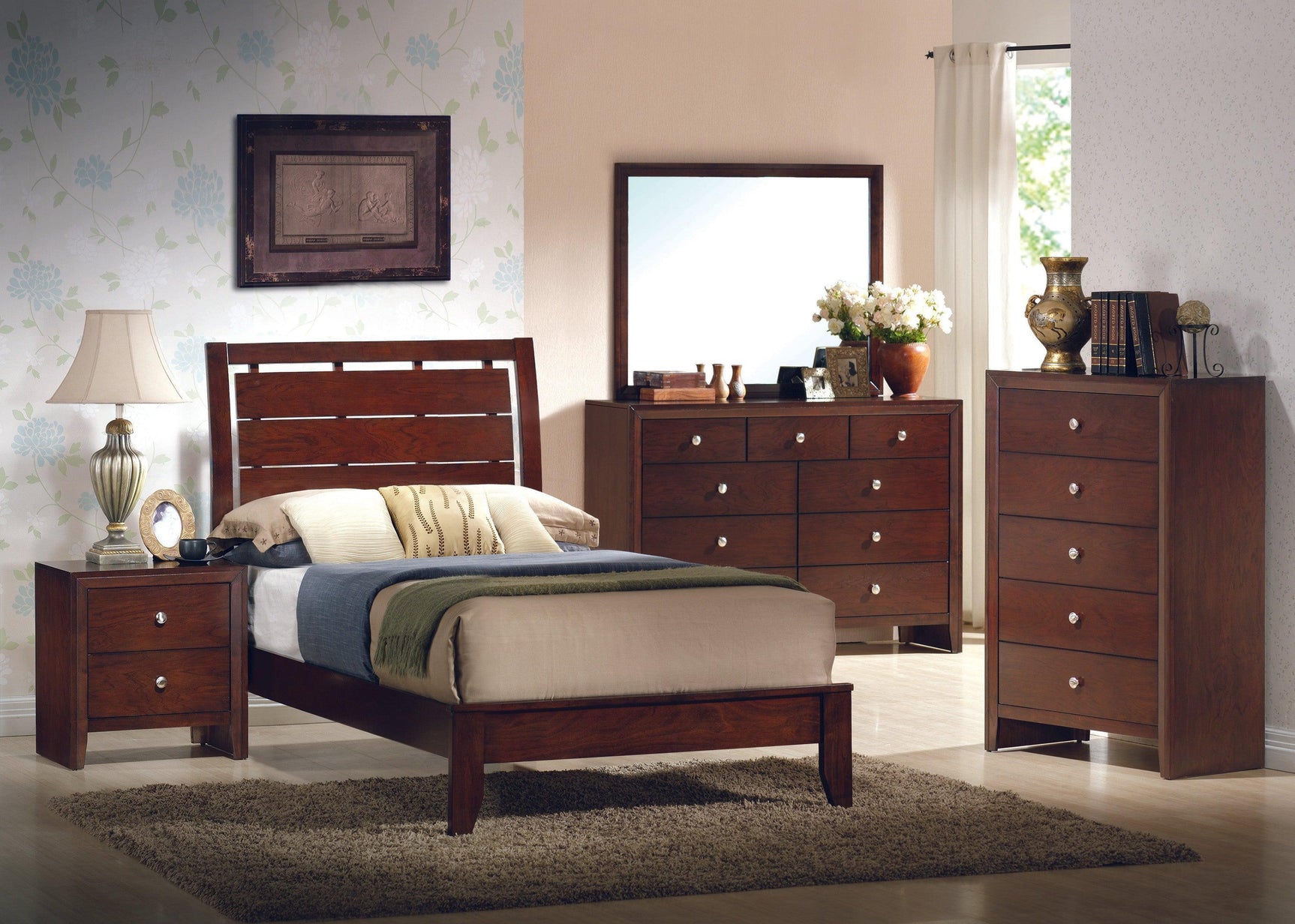 Evan Chest Gray, Modern Rope Wood, Nickel Knob 5 Drawers - Ella Furniture