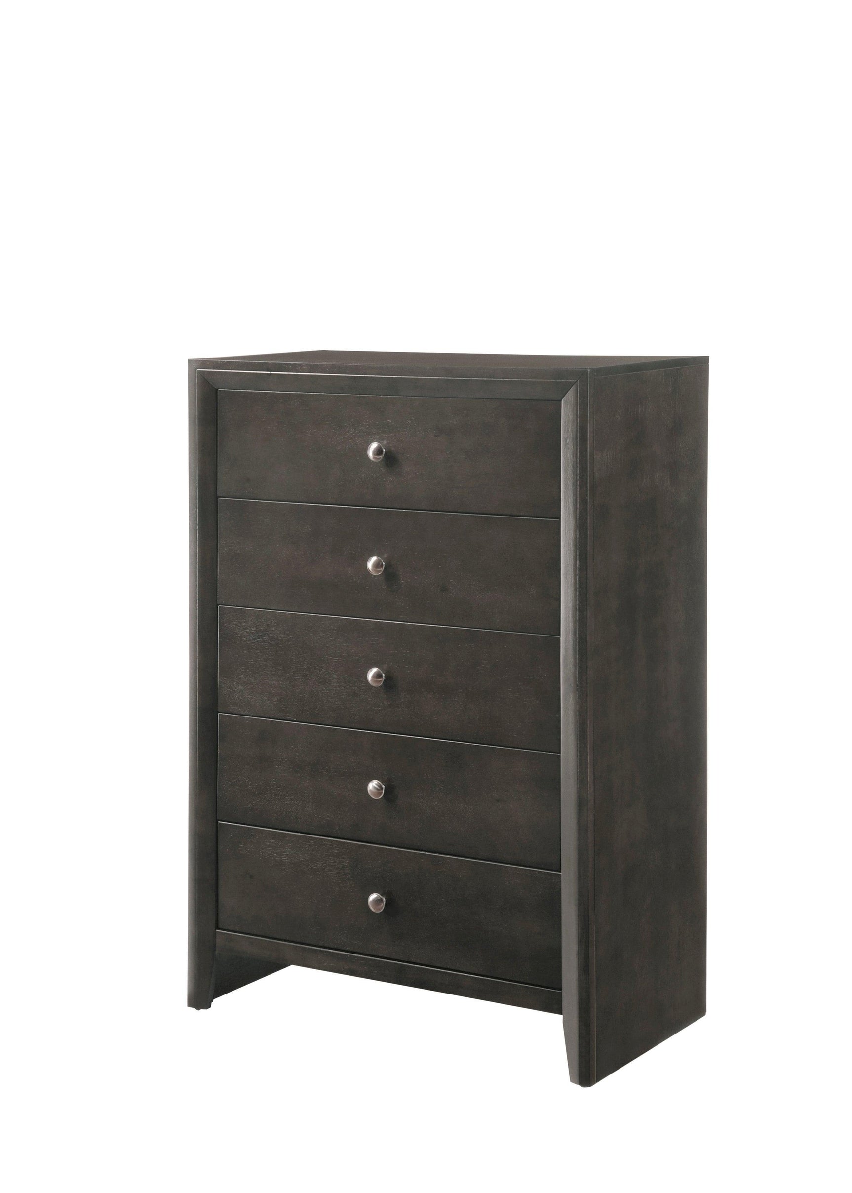 Evan Dresser Grey, Modern Wood, Nickel Knob 7 Drawers - Ella Furniture
