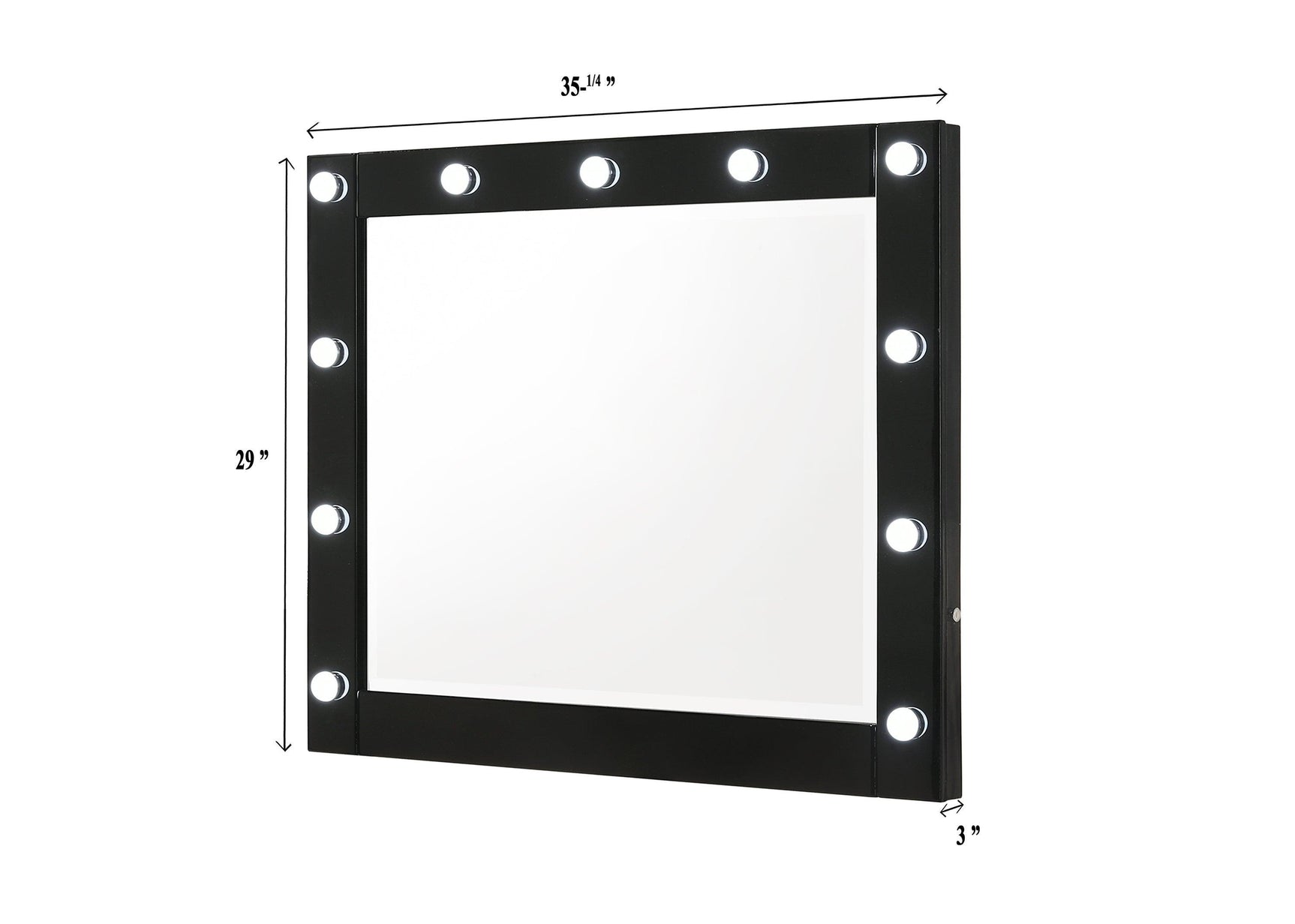 Avery Black Contemporary Sleek Veneers With Knob Vanity - Ella Furniture