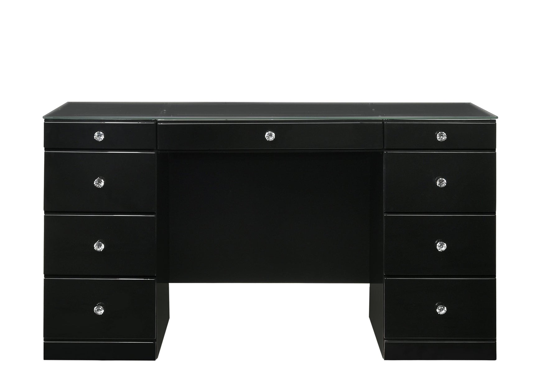 Avery Black Contemporary Sleek Veneers With Knob Vanity - Ella Furniture