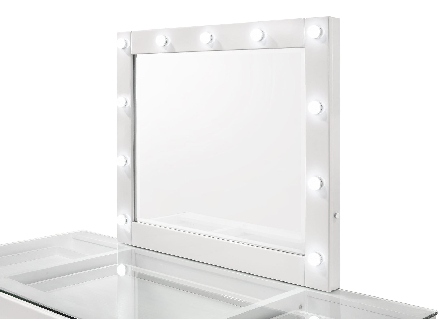 Avery White Contemporary Sleek Veneers With Knob Vanity - Ella Furniture