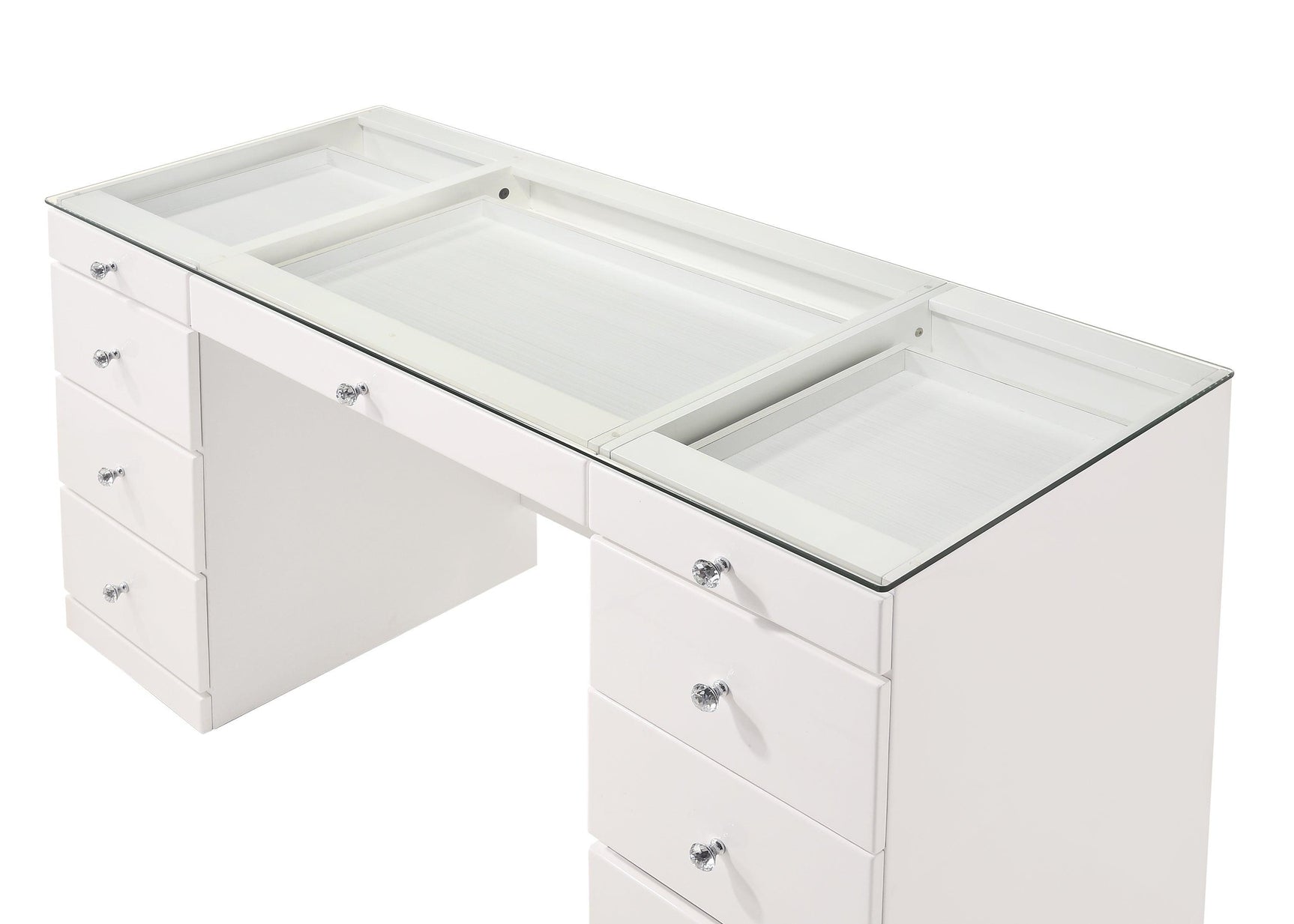 Avery White Contemporary Sleek Veneers With Knob Vanity - Ella Furniture