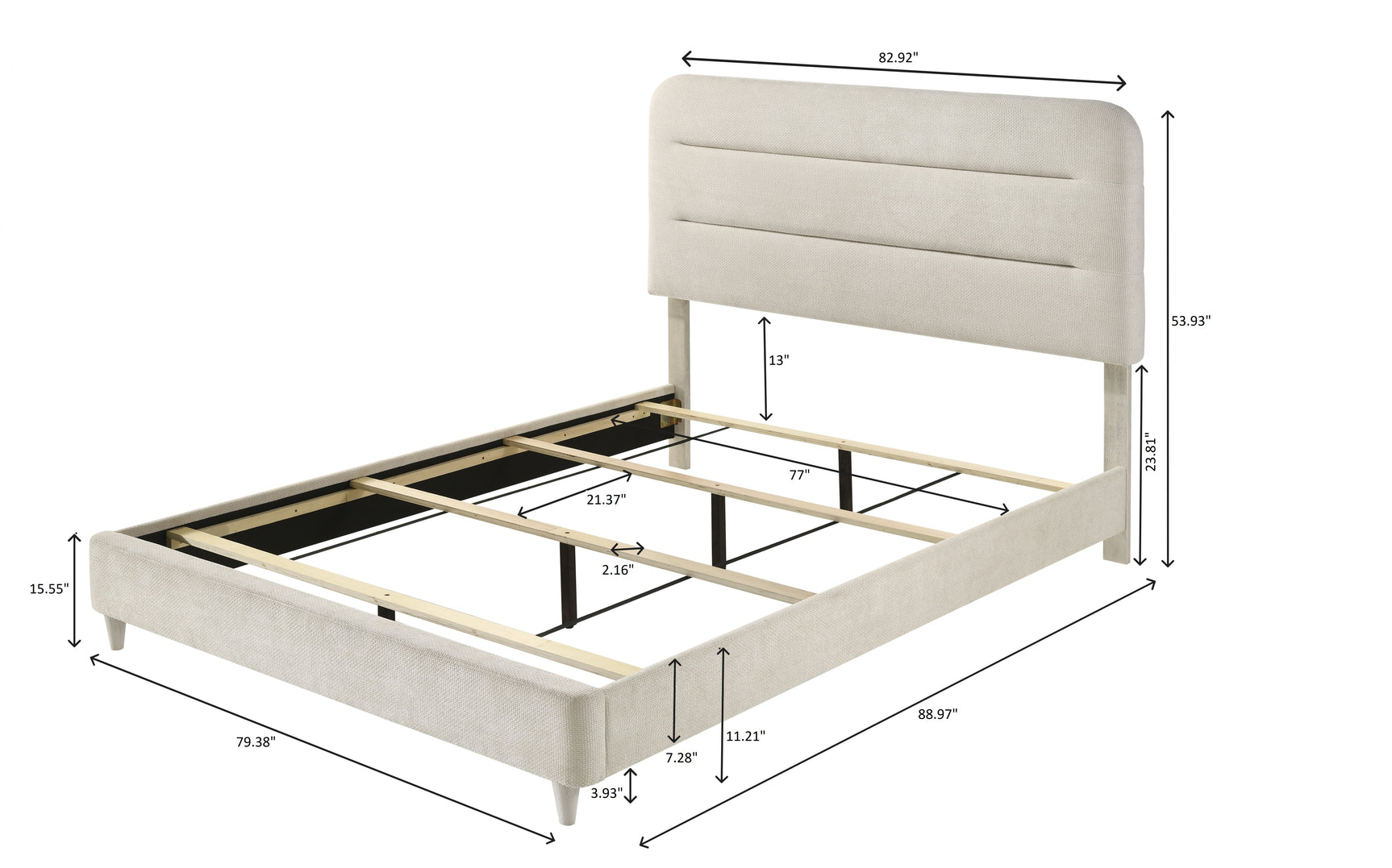 Nyomi White Upholstered Panel King Bed