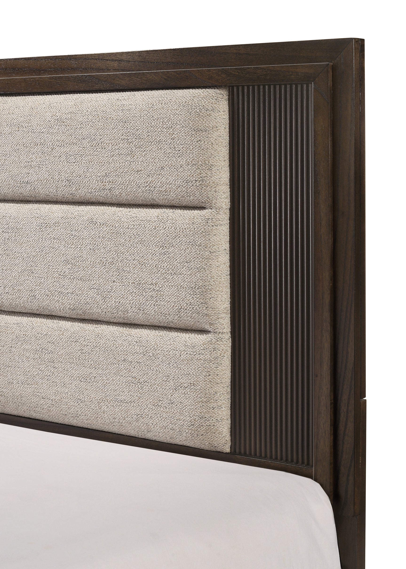 Carlton Brown Upholstered Panel King Bed