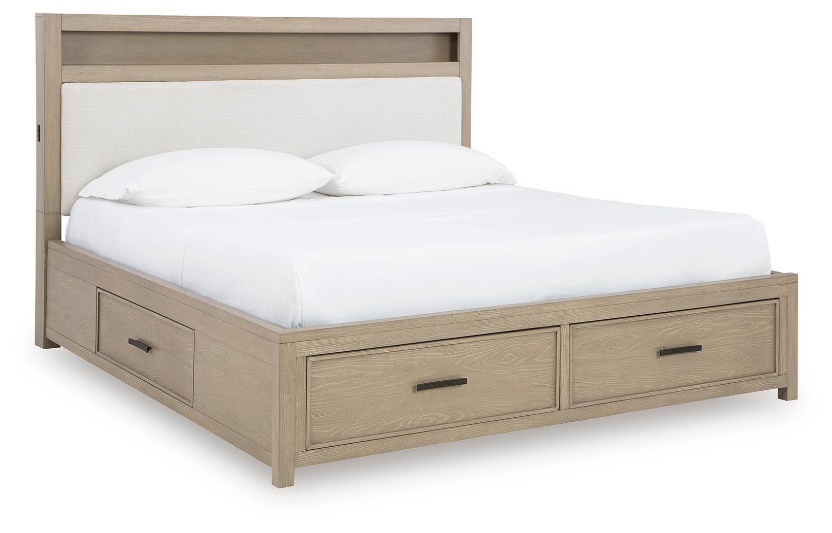 Calmoro Gray Bookcase Bedroom Set angled view