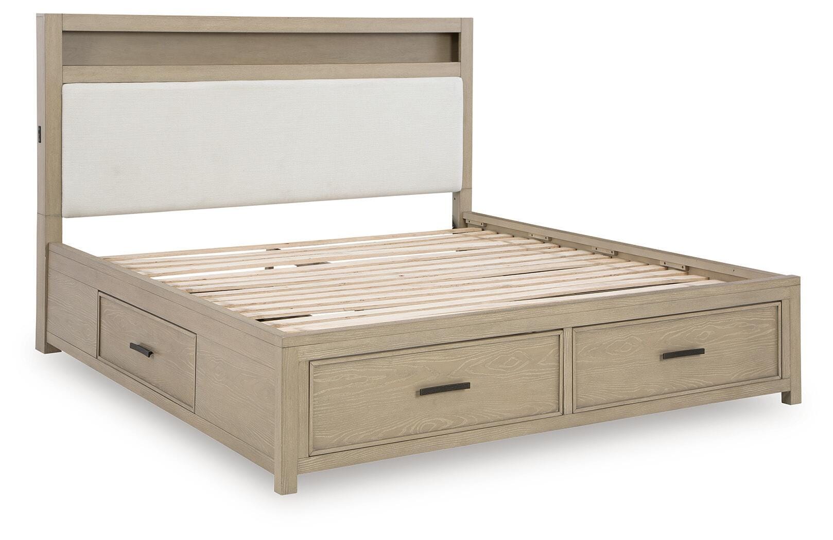 Calmoro Gray Bookcase Bedroom Set angled view