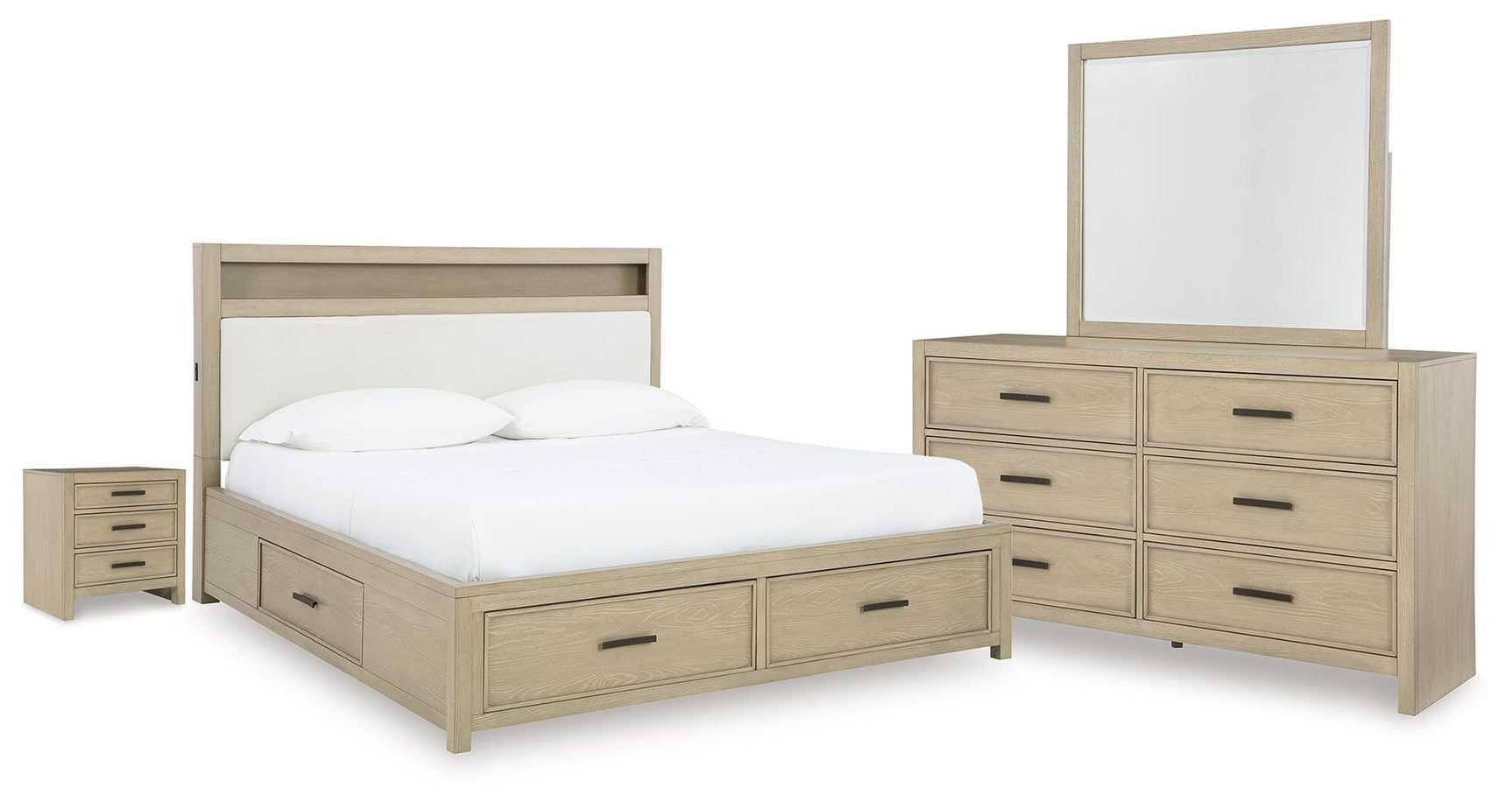 Calmoro Gray Bookcase Bedroom Set view 2