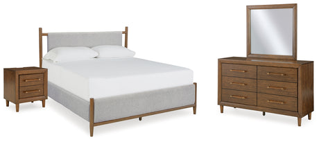 Lyncott Brown Upholstered 4-Piece Panel Bedroom Set