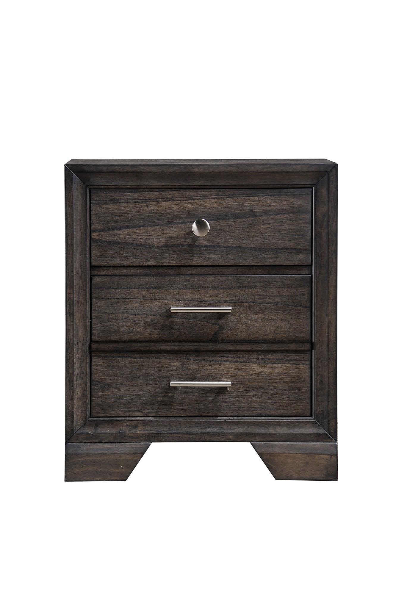 Jaymes Chest Gray, Contemporary Modern Wood, Kenlin Metal And Nickel 5 Drawers - Ella Furniture