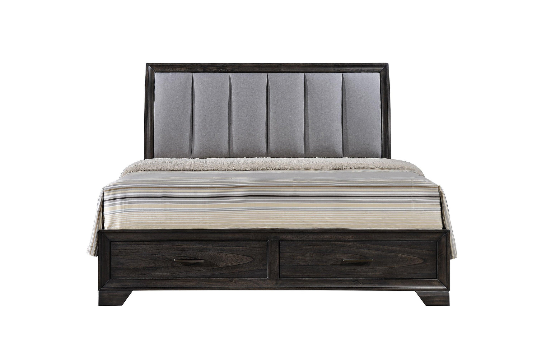Jaymes Modern Dark Brown Tv Stand, Contemporary Dark Wood TV Stand With Open Shelving And Storage - Ella Furniture