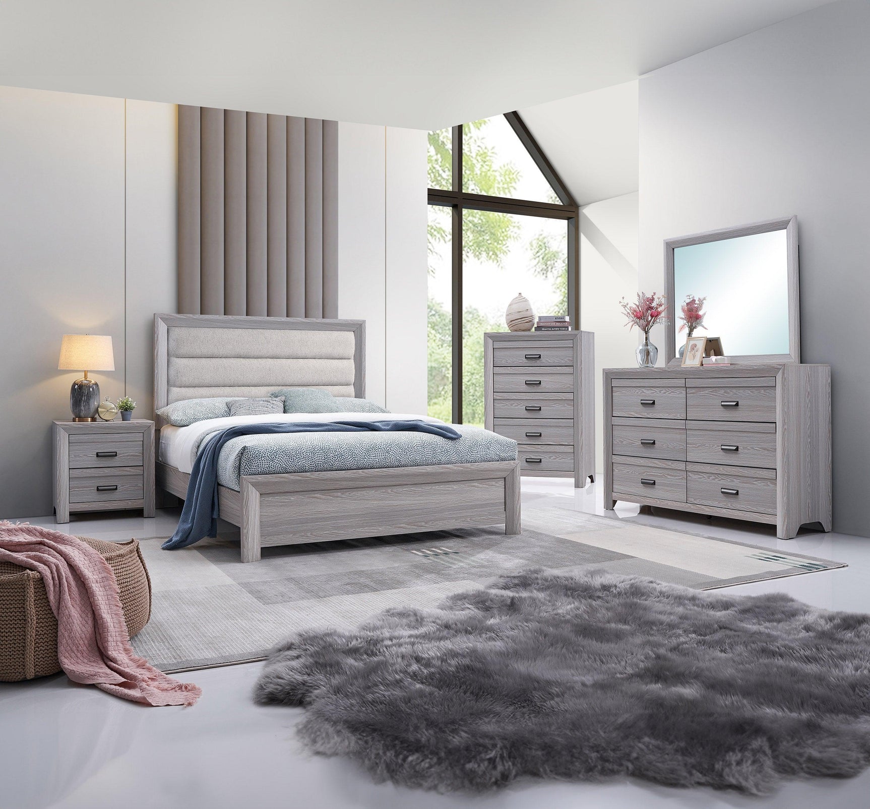 Adelaide Gray Upholstered Panel Full Bed