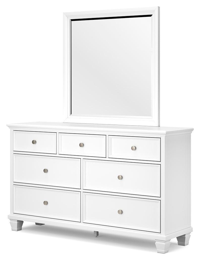 Fortman White 7-Drawer Dresser with Mirror