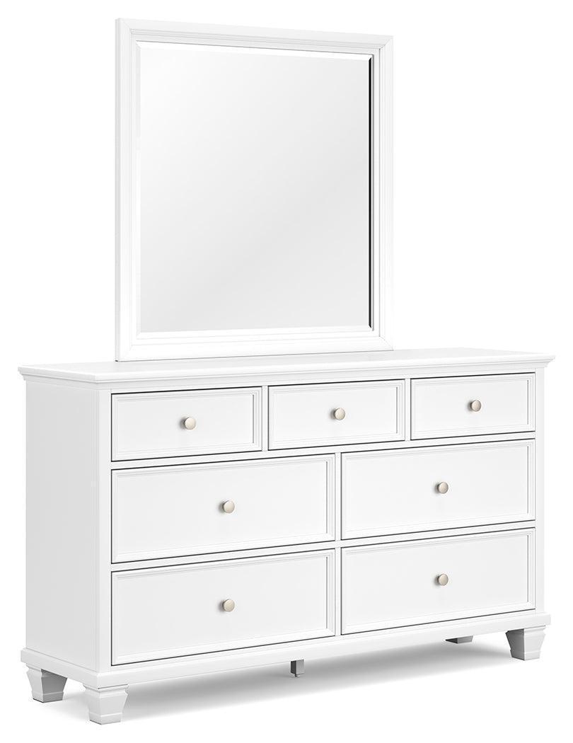 Fortman White 7-Drawer Dresser with Mirror