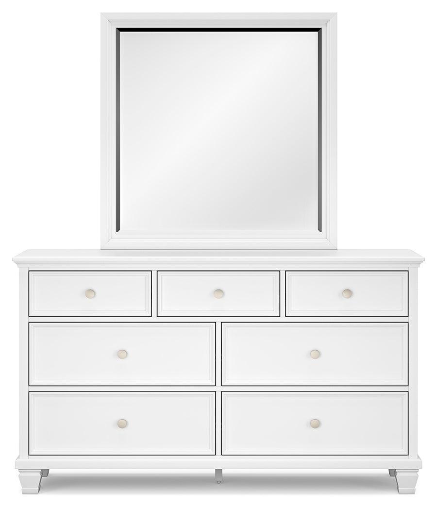 Fortman White 7-Drawer Dresser with Mirror