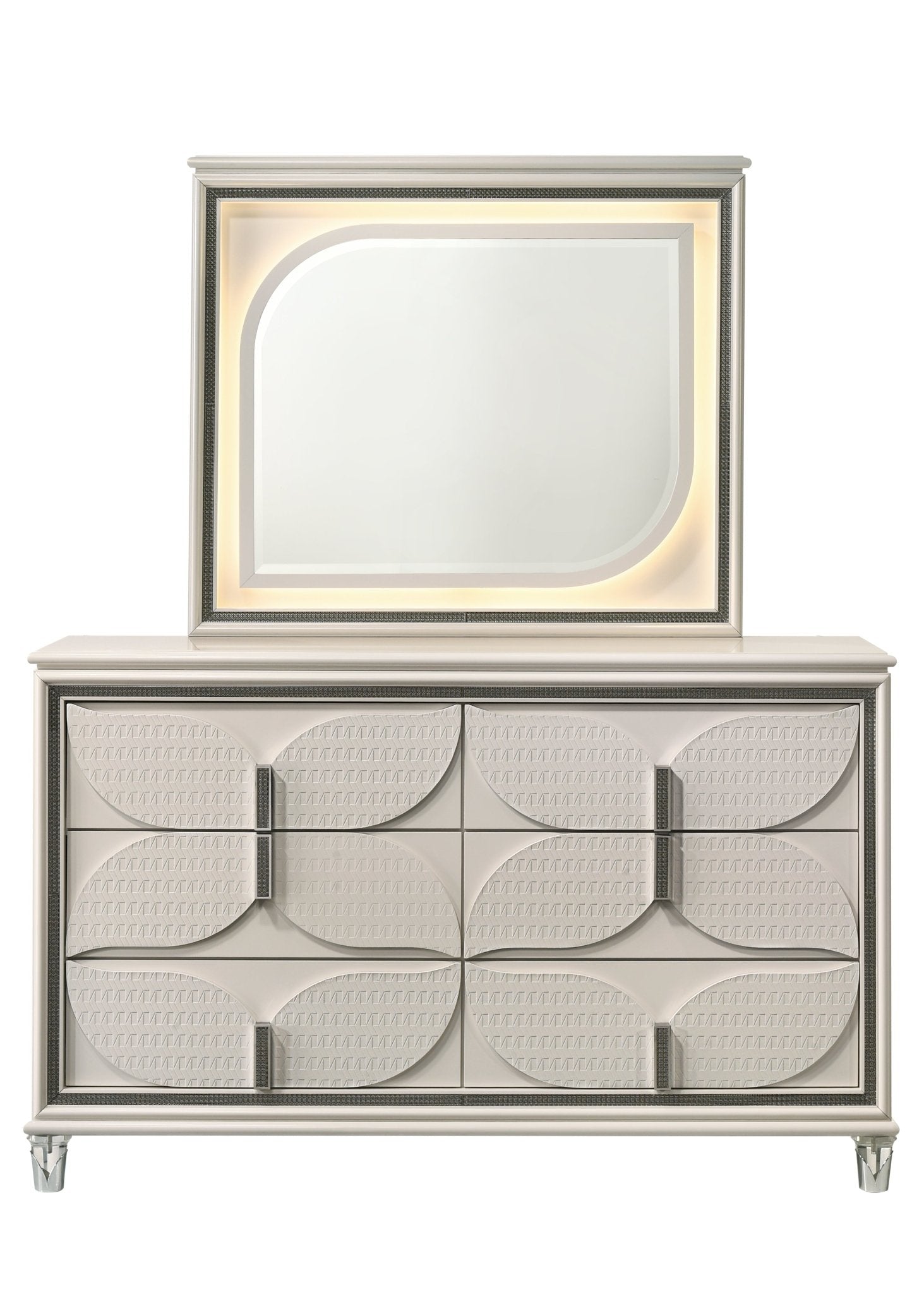 Hayma White Upholstered LED Panel Bedroom Set