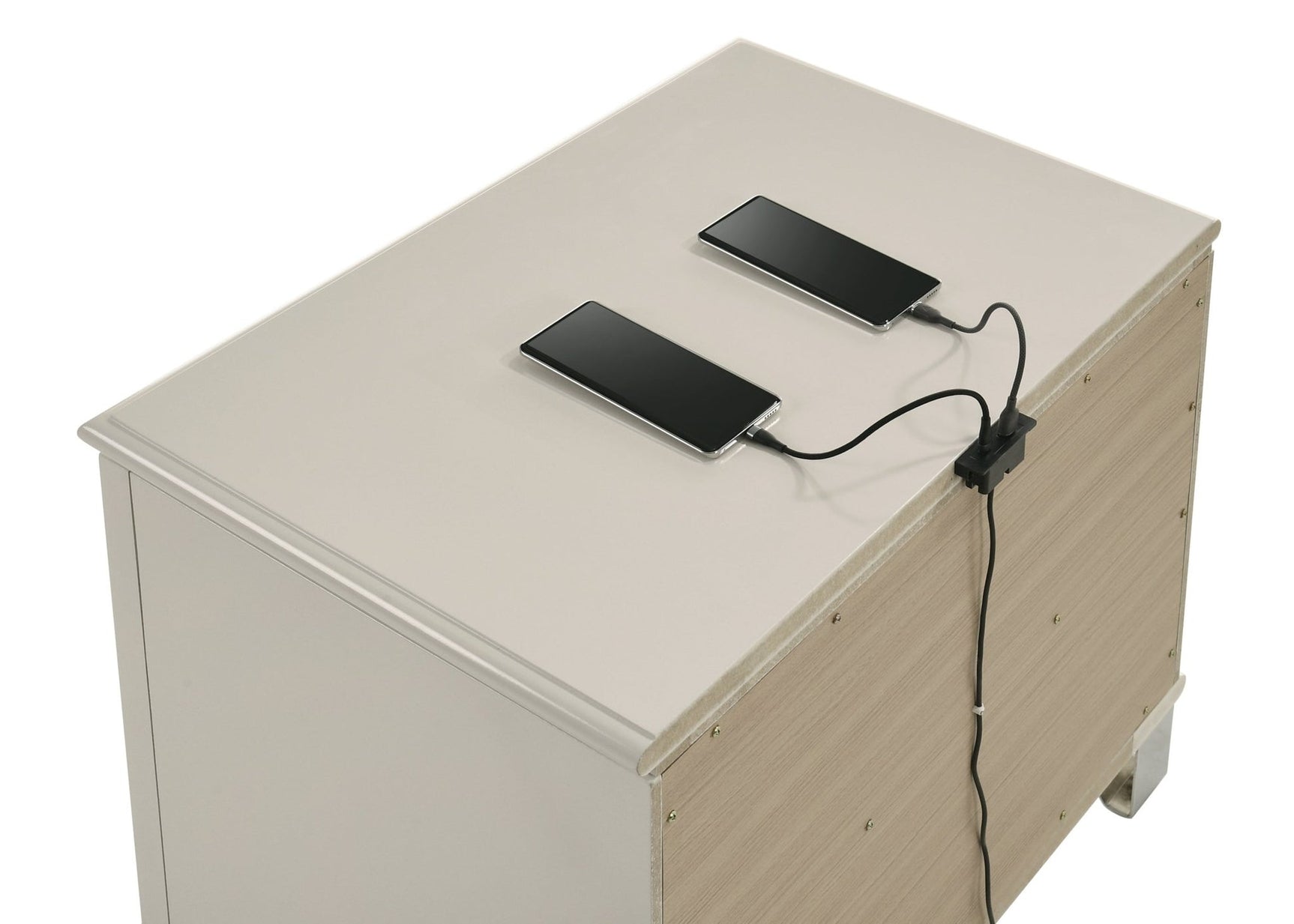 Hayma White Upholstered LED Panel Bedroom Set