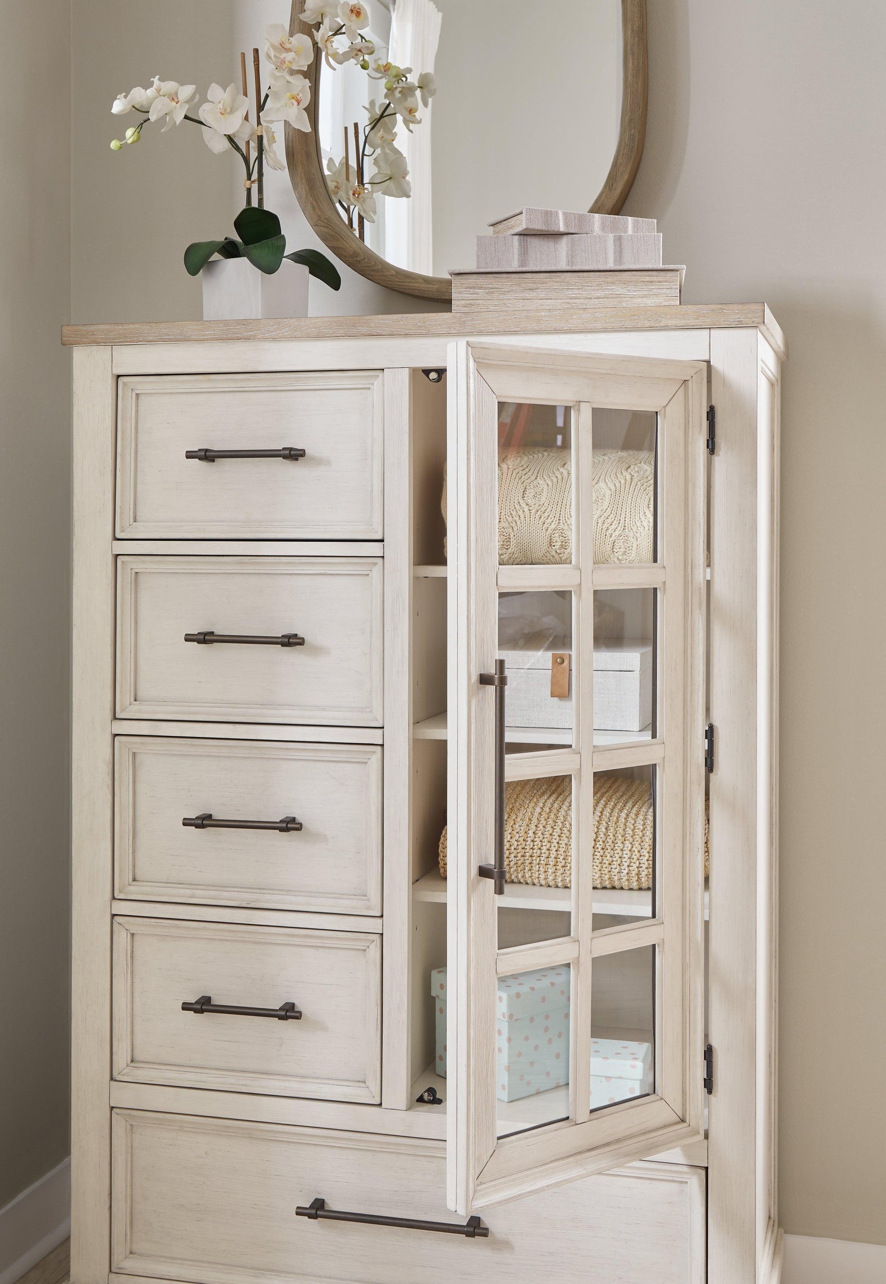 Shaybrock Antique White/Brown Door Chest