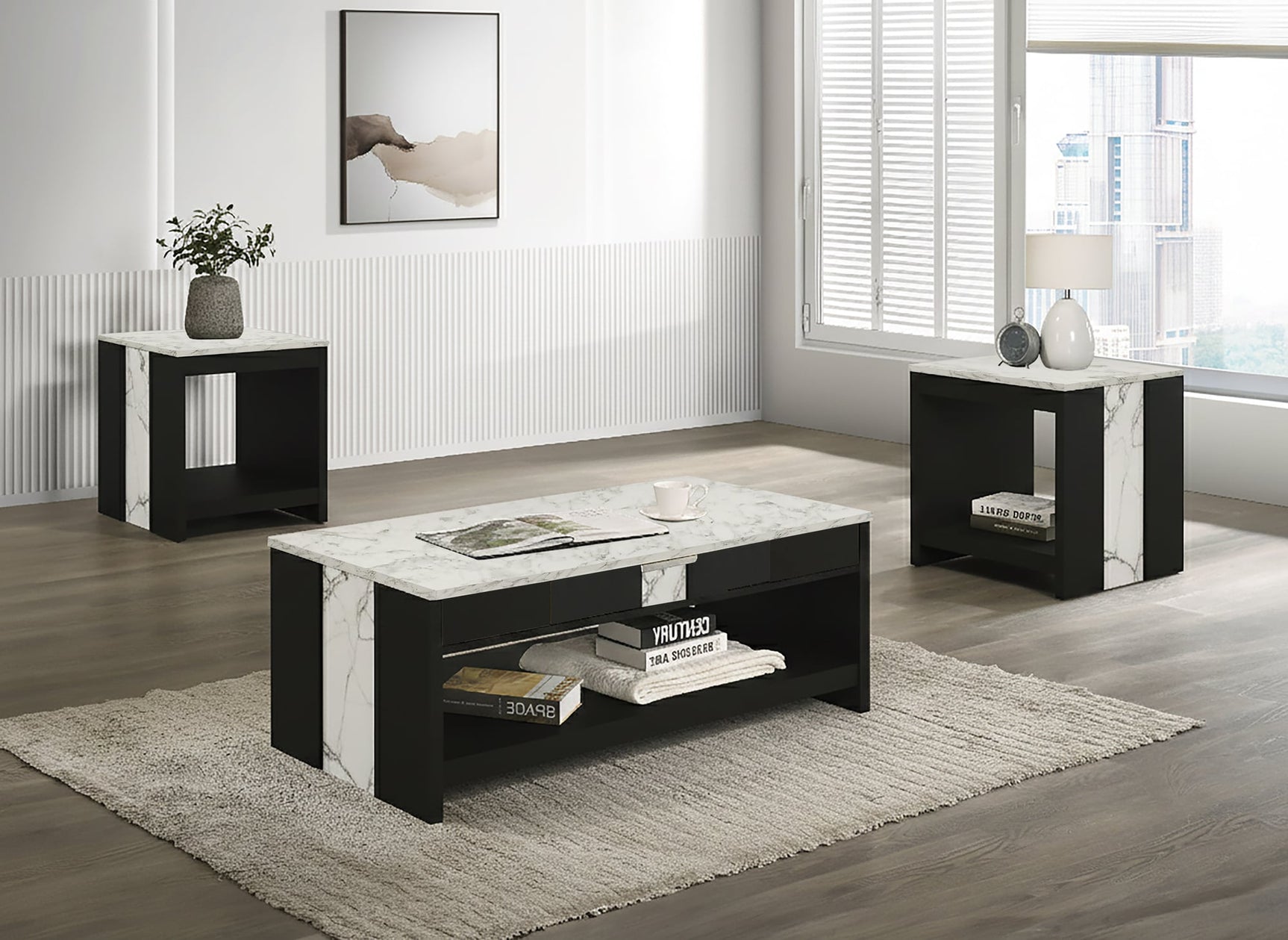 Rangeley 3-Piece Coffee Table Set in Black from Ella Furniture