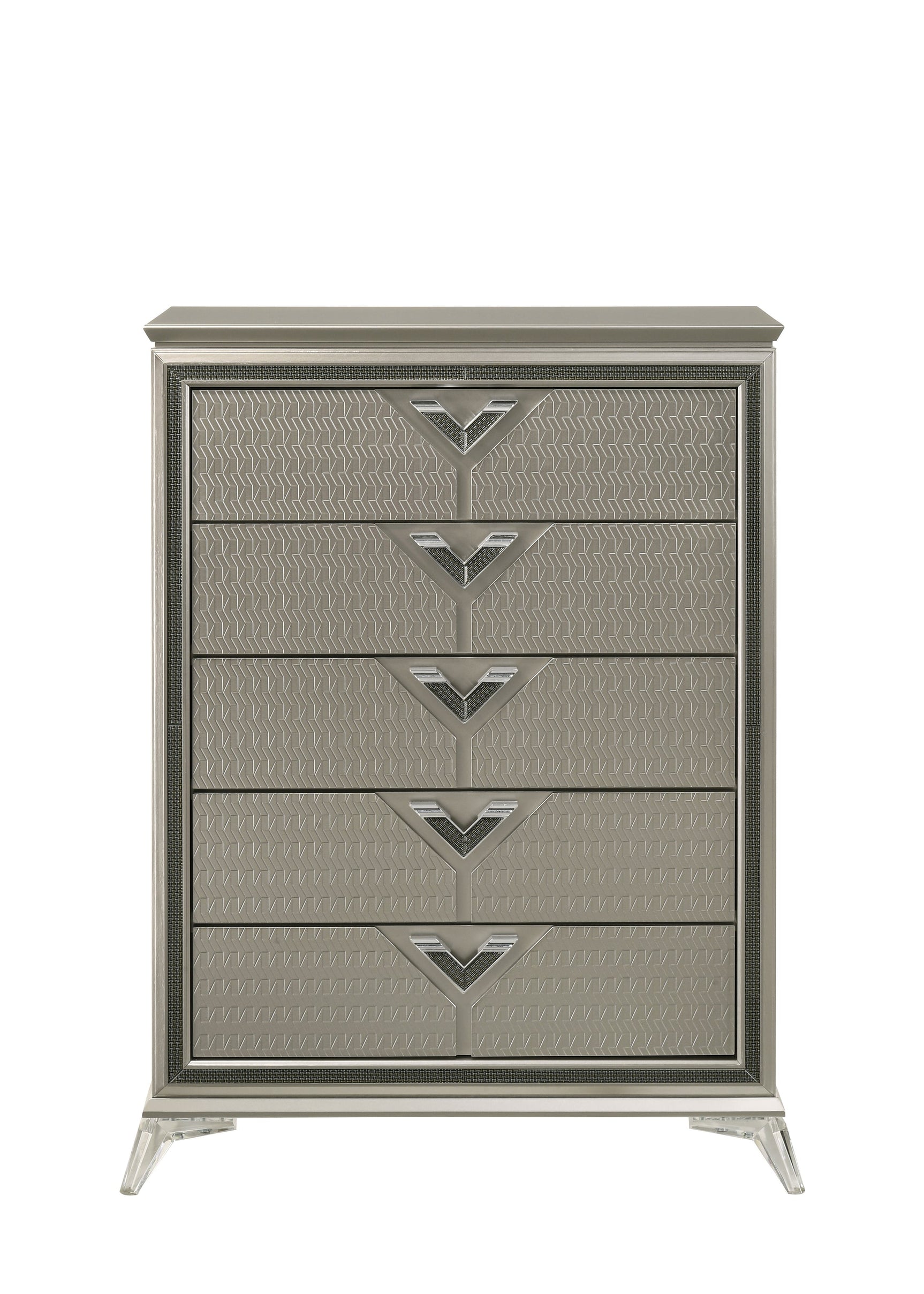 Larana Champagne Upholstered LED Panel Bedroom Set