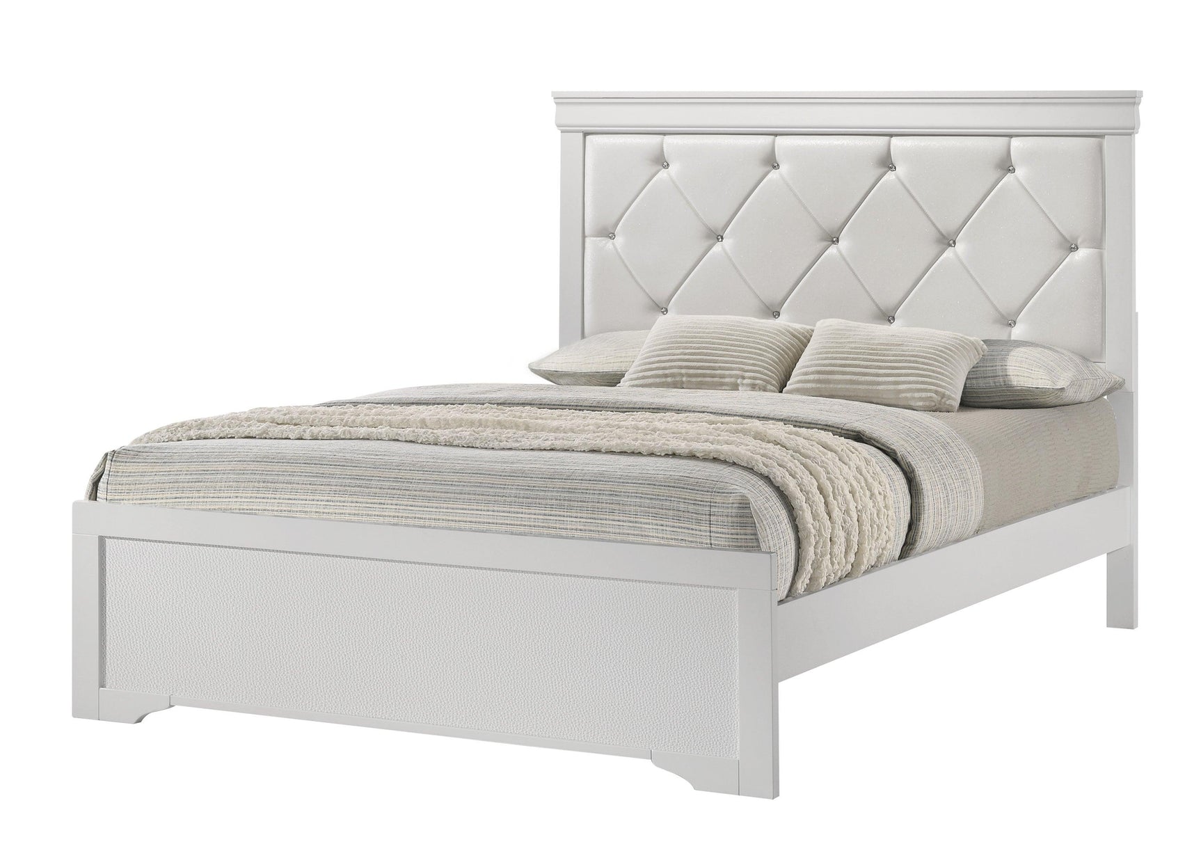 Amalia White Upholstered Tufted Panel Bedroom Set