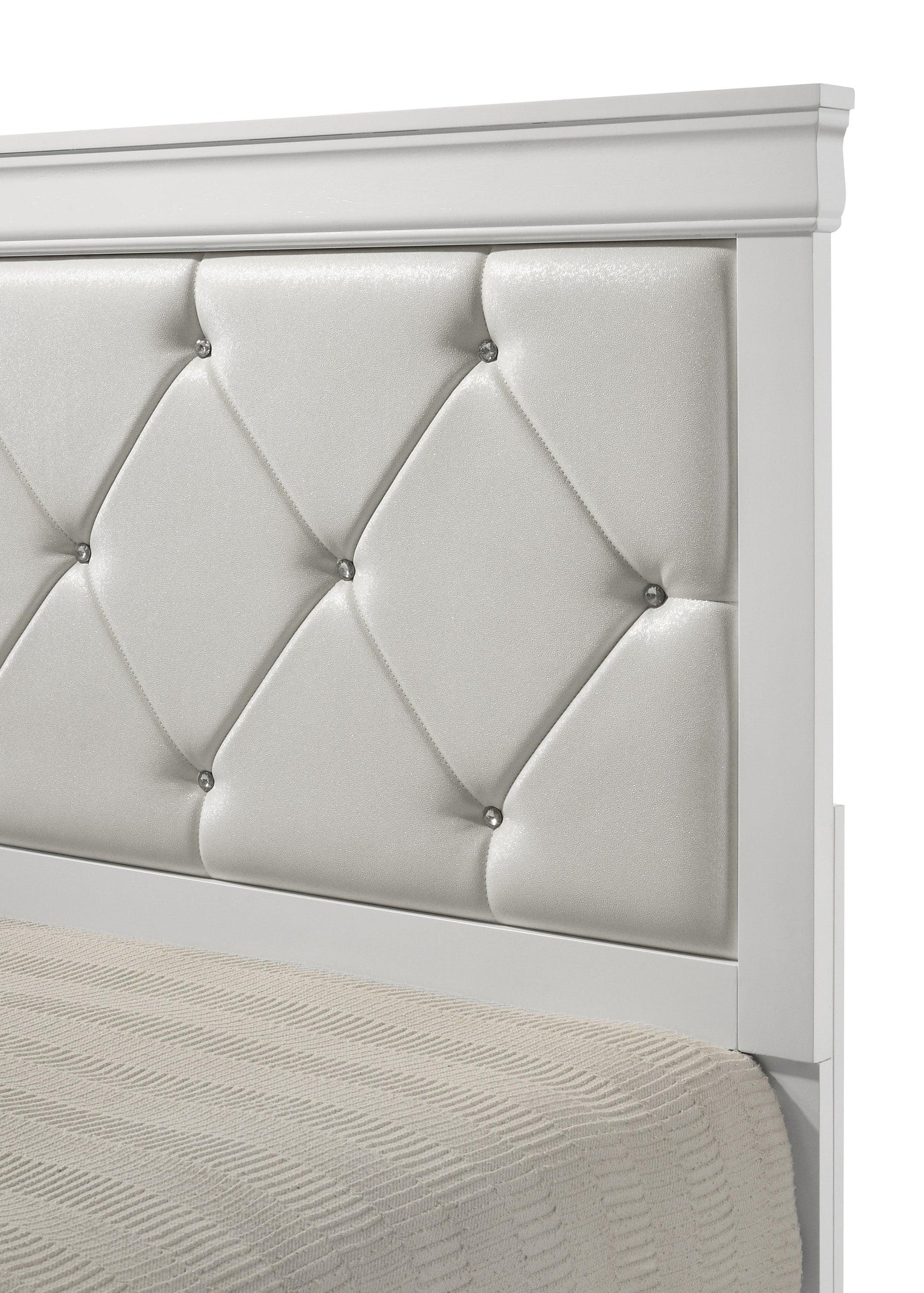 Amalia White Upholstered Tufted Panel Twin Bed