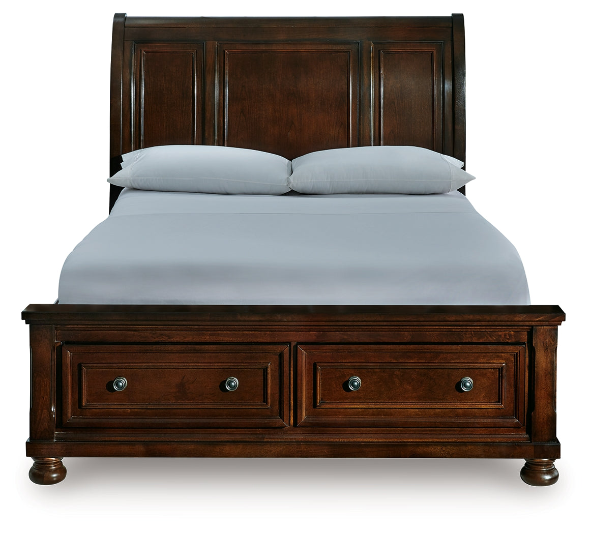 Porter Rustic Brown Queen Sleigh Storage Bed
