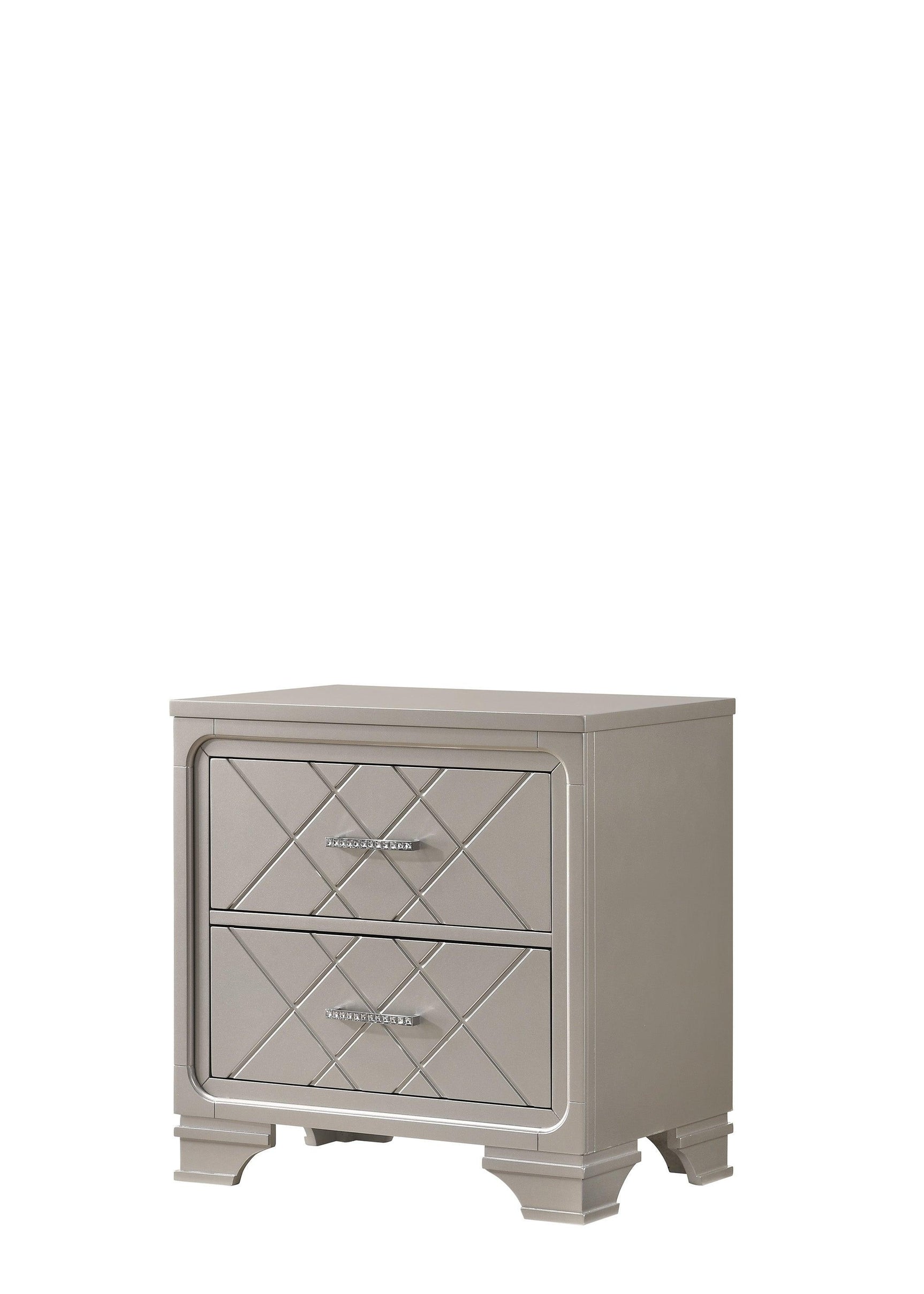 Jaylen Night Stand Cream, Modern And Glam Wood, Metal 2 Drawers - Ella Furniture