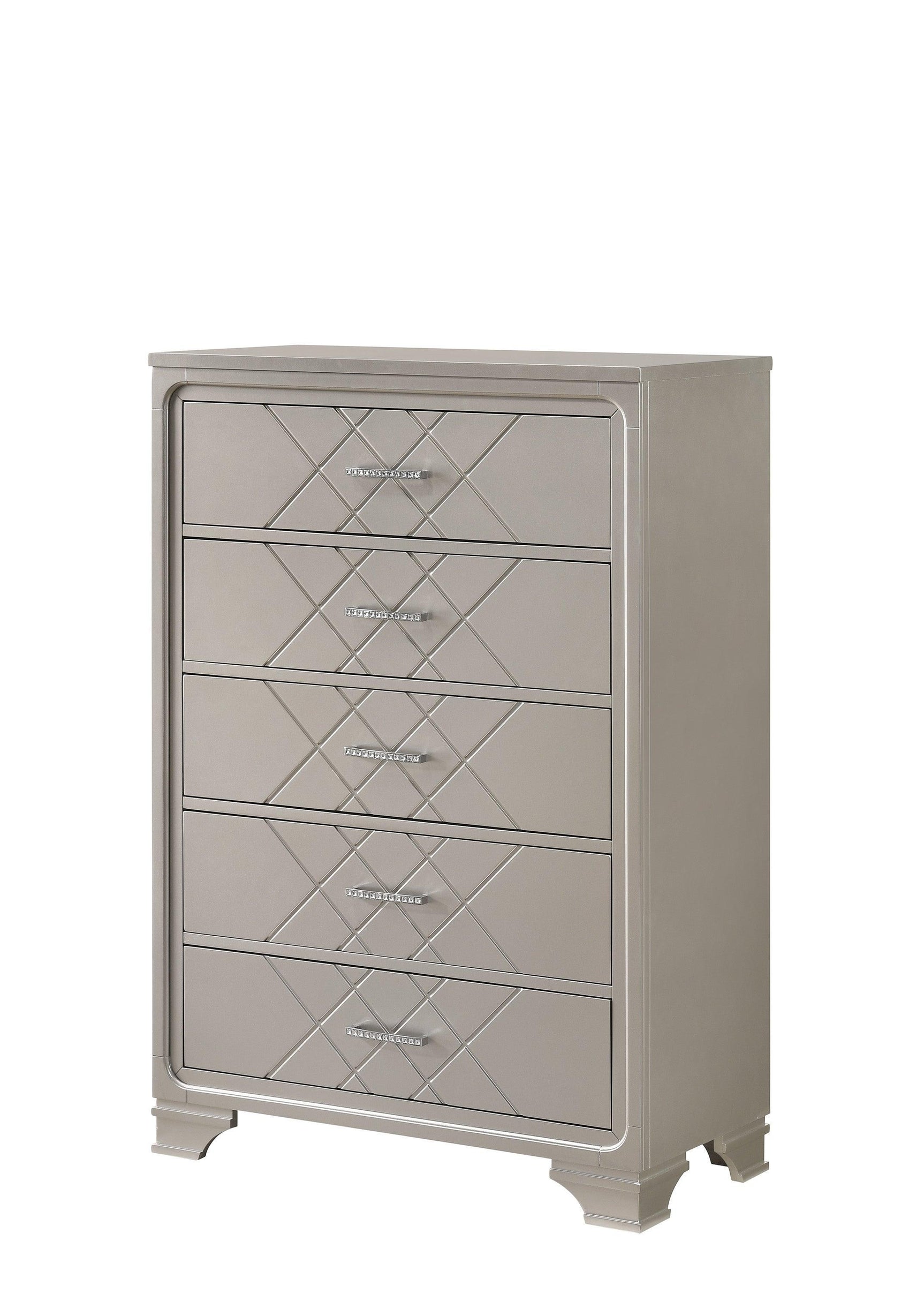 Jaylen Night Stand Cream, Modern And Glam Wood, Metal 2 Drawers - Ella Furniture